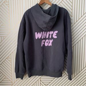 White Fox Vol.3 Hoodie Logo Oversized Pullover Cotton blend Gray Pink L/XL
